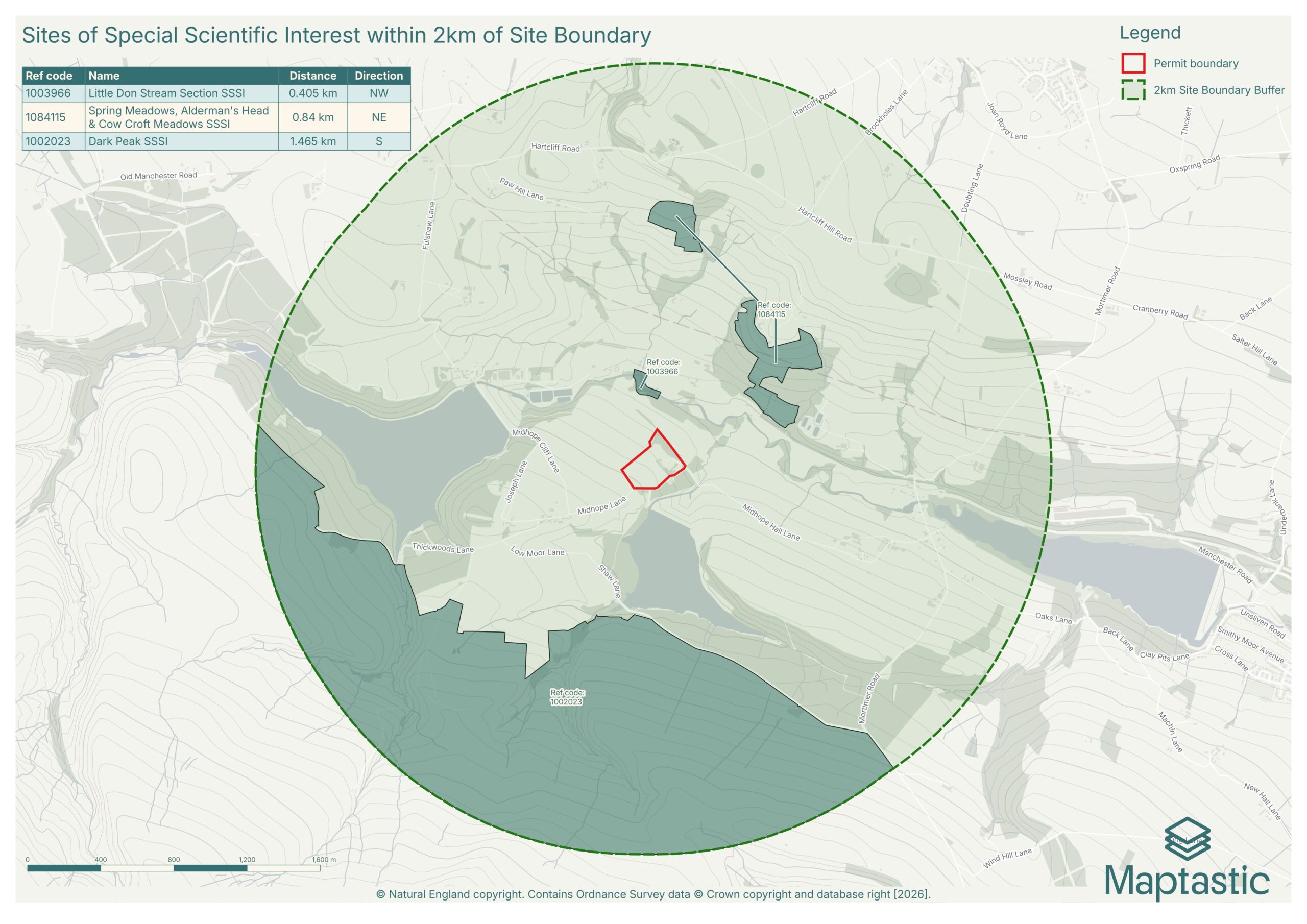 A screenshot of a SSSI map created with maptastic