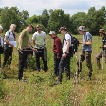 A group of ecologist and environmental managers gathered at Prees Heath Common.