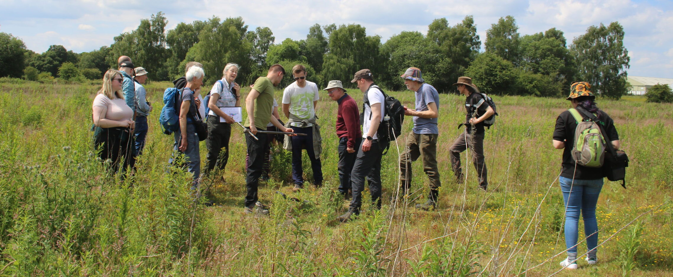 A group of ecologist and environmental managers gathered at Prees Heath Common.