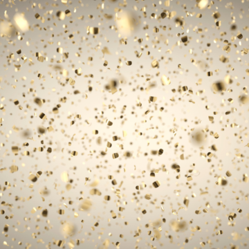 Gold confetti on white background