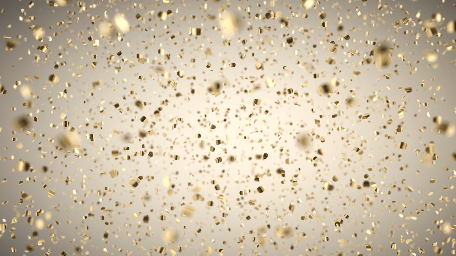 Gold confetti on white background